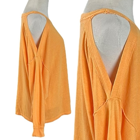 Free People Chill Out Cold Shoulder Tee Top in Tangerine Orange Slouchy Summer S - Picture 9 of 15